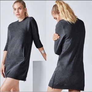 Fabletics Grey Cropped Sleeve Elena Zipper Sweatshirt Dress